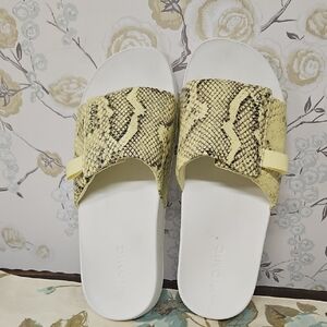 Vionic Women's Yellow Snake Print Slides